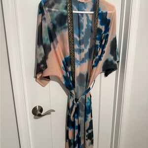 Women's Multicolor Tie-Dye Kimono Jacket
